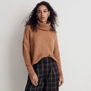 Madewell Camel Merino Wool Blend Chunky Knit Turtleneck Sweater S Minimalist